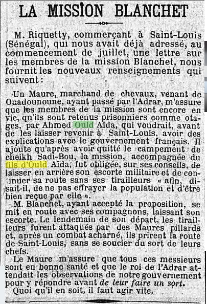  تقرير عن بعثة بلانشيه ورد في صحيفة ولوتان (Le temps) الفرنسية سبتمبر 1900